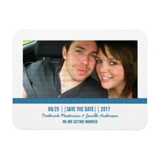 Blue Modern Photo Save the Date Magnet