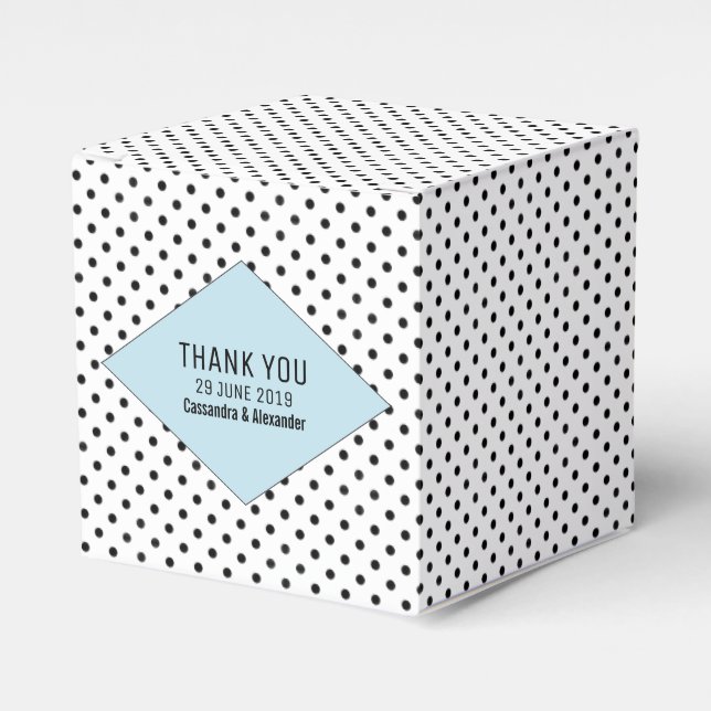 Blue Modern Polka Dots Wedding Favor Boxes (Front Side)