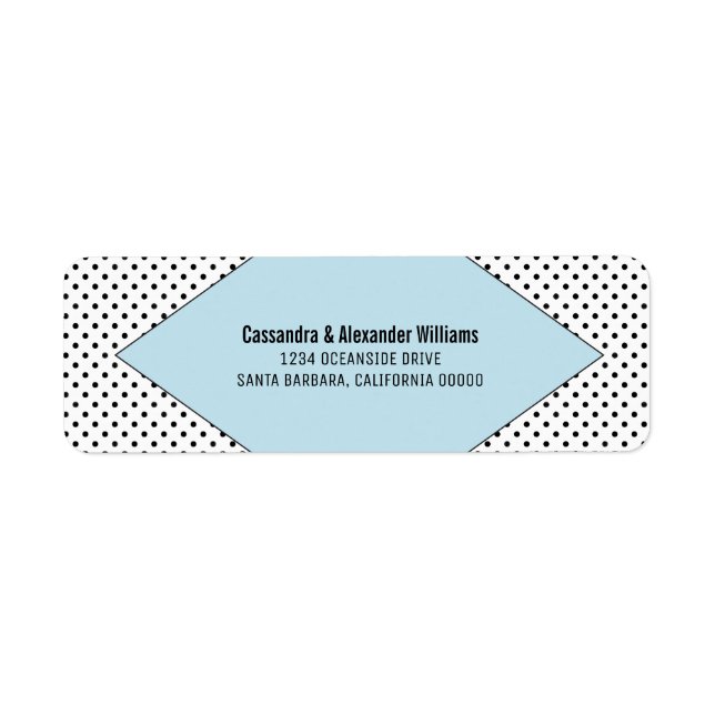 Blue Modern Polka Dots Wedding Label (Front)