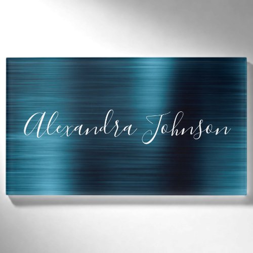 Blue Modern Professional Business Metallic Foil Name Tag