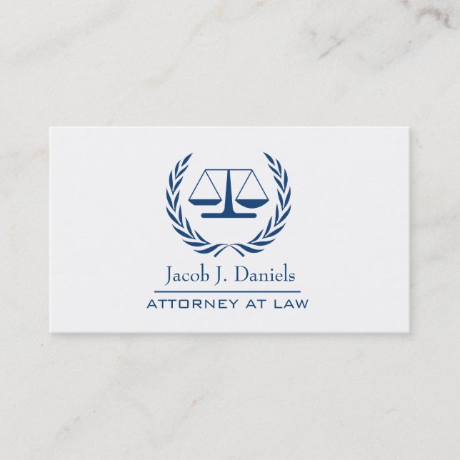 Blue Modern Professional Lawyer Attorney Business Business Card (Front)