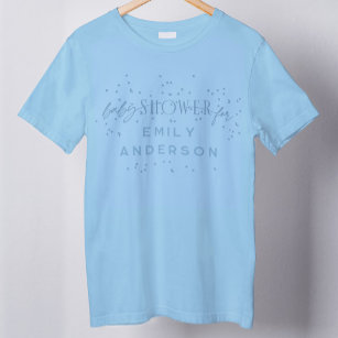 Blue Modern Rainbow and stars Blue Baby Shower T-Shirt