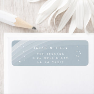 Blue Modern Rainbow and stars White Baby Shower Label