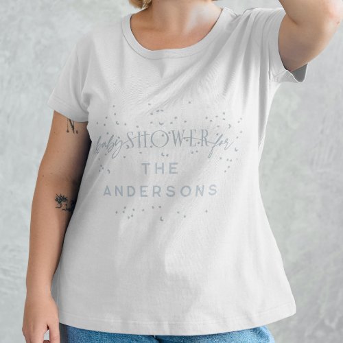 Blue Modern Rainbow and stars White Baby Shower T_Shirt