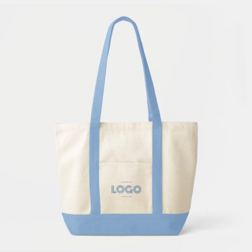 Blue Modern Rectangular Logo Promo Tote Bag
