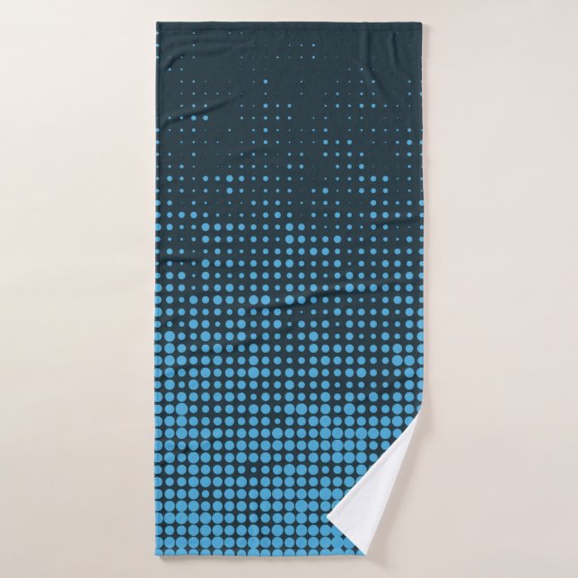 Blue, modern, retro, cool, trendy dot pattern bath towel (Bath Towel)