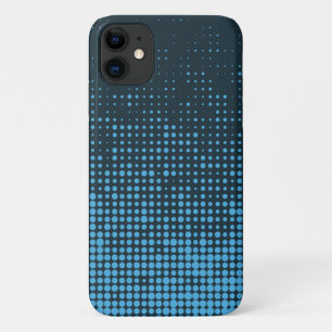 Blue, modern, retro, cool, trendy dot pattern iPhone 11 case
