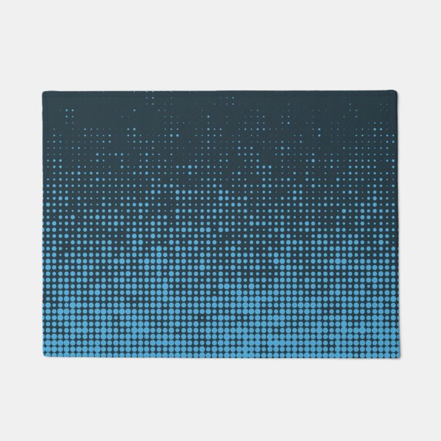 Blue, modern, retro, cool, trendy dot pattern doormat (Front)