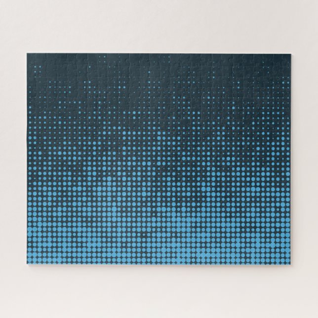 Blue, modern, retro, cool, trendy dot pattern jigsaw puzzle (Horizontal)