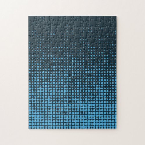 Blue modern retro cool trendy dot pattern jigsaw puzzle