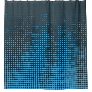 Blue, modern, retro, cool, trendy dot pattern shower curtain