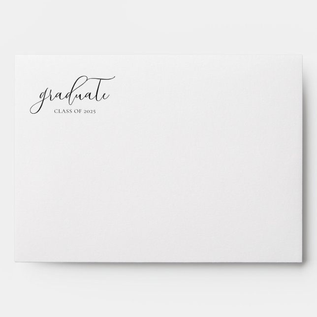 Blue Modern Script Graduation Return Address Envelope (Front)