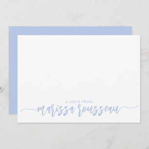 Blue Modern Script Name Personalized  Note Card