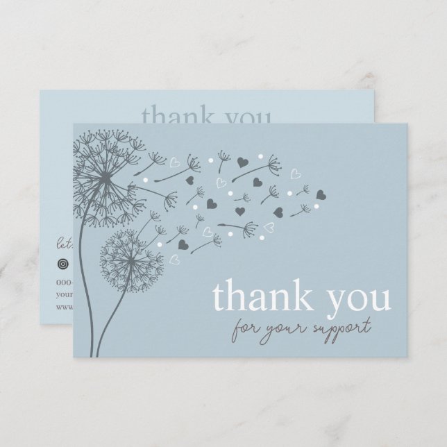 Blue Modern Script QR Code, Thank You Business Enclosure Card (Front/Back)