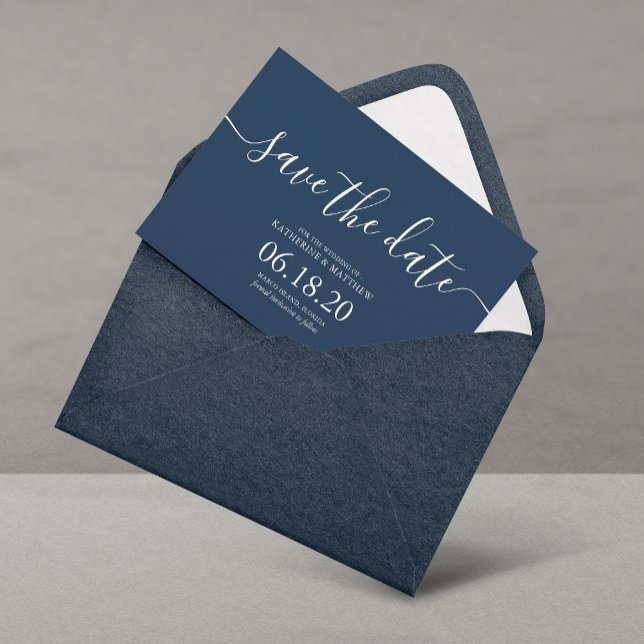 Blue Modern Script Wedding Save the Date (Creator Uploaded)