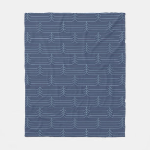 Blue, modern, simple cool illustration fleece blanket