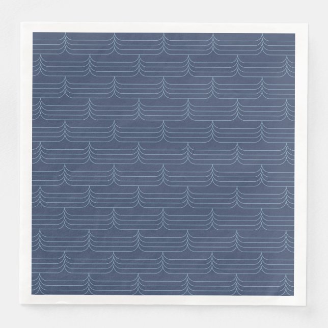 Blue, modern, simple cool illustration paper dinner napkins (Front)