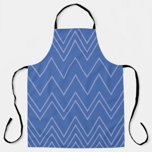 Blue, modern, simple, cool, trendy zigzag pattern apron