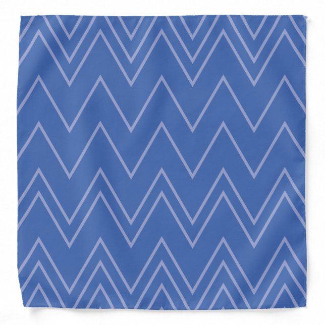 Blue, modern, simple, cool, trendy zigzag pattern bandana (Front)