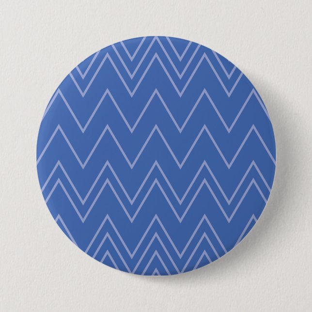 Blue, modern, simple, cool, trendy zigzag pattern button (Front)