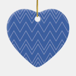 Blue, modern, simple, cool, trendy zigzag pattern ceramic ornament