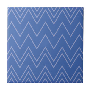 Blue, modern, simple, cool, trendy zigzag pattern ceramic tile