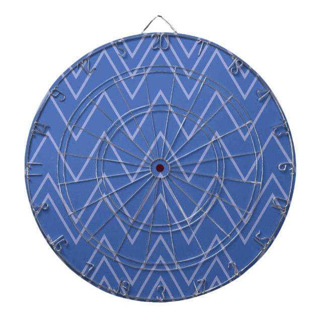 Blue, modern, simple, cool, trendy zigzag pattern dart board (Front)