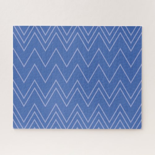 Blue modern simple cool trendy zigzag pattern jigsaw puzzle