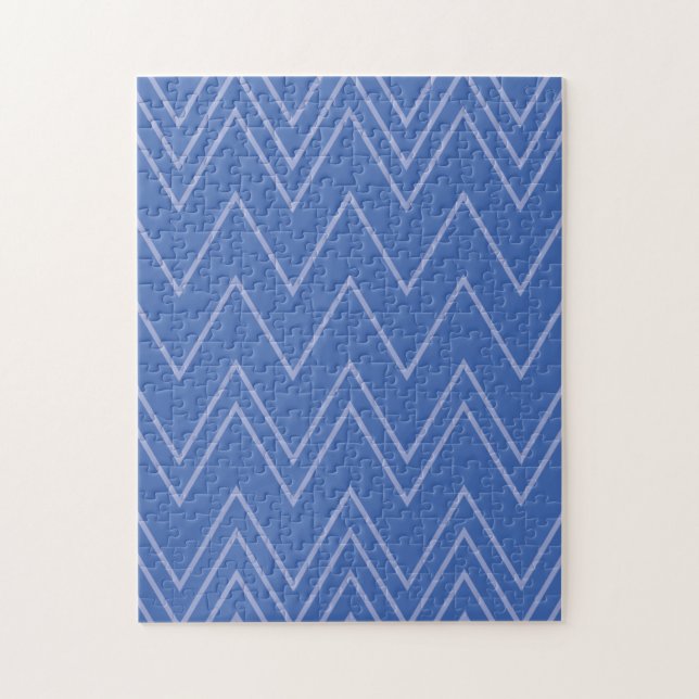 Blue, modern, simple, cool, trendy zigzag pattern jigsaw puzzle (Vertical)