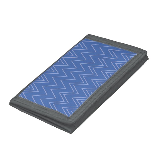 Blue, modern, simple, cool, trendy zigzag pattern trifold wallet (Bottom)