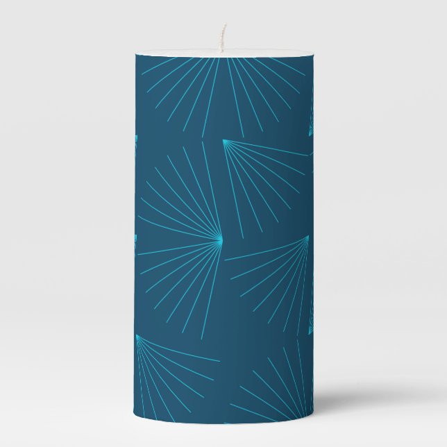 Blue, modern, simple light celebration concept pillar candle (Front)