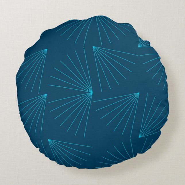 Blue, modern, simple light celebration concept round pillow (Back)