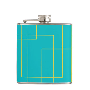 Blue modern, simple, minimal urban graphic art flask