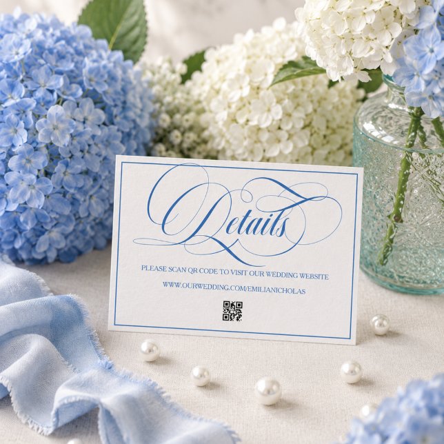 Blue Modern Simple Wedding Details Enclosure Card (Creator Uploaded)