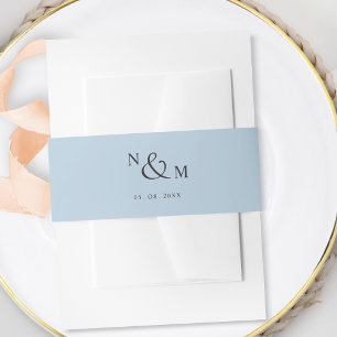 Blue Modern Simple Wedding Invitation Belly Band