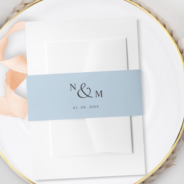 Blue Modern Simple Wedding Invitation Belly Band (Creator Uploaded)