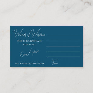 Blue Modern Simple Words of Wisdom Graduation Enclosure Card