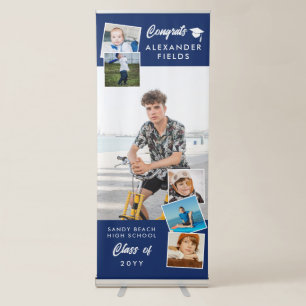 Blue Modern Snapshot Congrats Graduation Retractable Banner