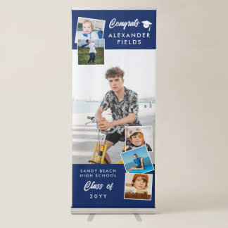 Blue Modern Snapshot Congrats Graduation Retractable Banner