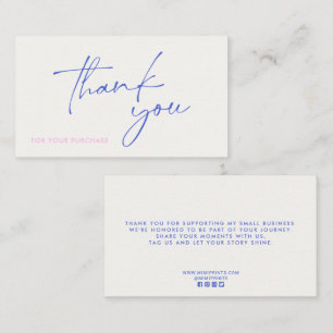 Blue Modern, social media  icons thank you card 