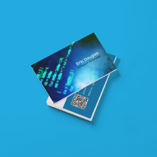 Blue Modern Software Tech Professional QR Code Business Card