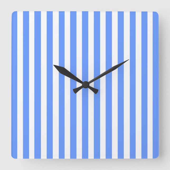 Blue Modern Stripes Square Wall Clock (Front)