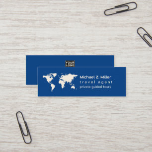 Blue Modern Travel Agent Tour Adventures  Mini Business Card
