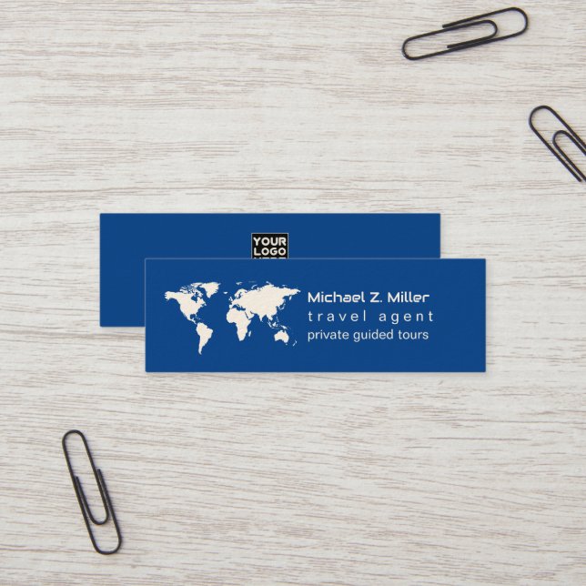 Blue Modern Travel Agent Tour Adventures  Mini Business Card (Front/Back In Situ)