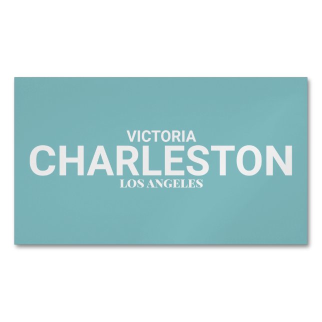 Blue Modern Type Business Card Magnet (Front)