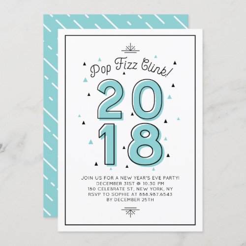 Blue Modern Typography 2022 New Years Eve Party Invitation