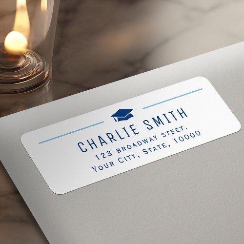 Blue Modern Typography Graduate Return Address Label