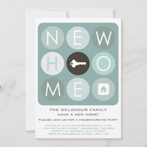 Blue Modern Typography Housewarming Invitation