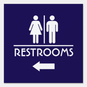 Blue Modern Unisex Restroom Sign for Business Door