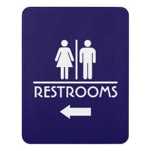 Blue Modern Unisex Restroom Sign for Business Door